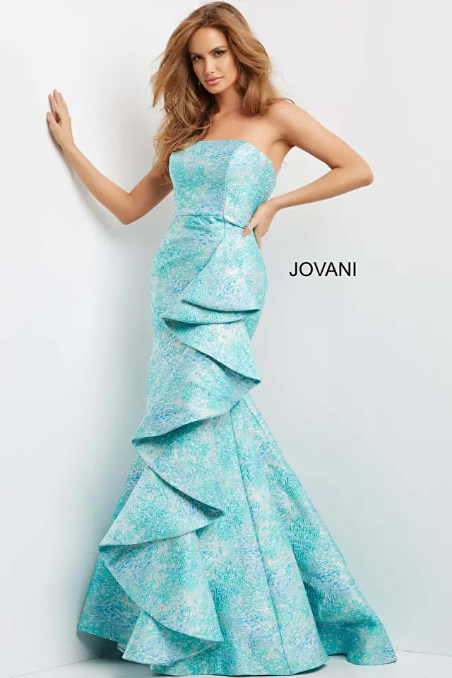 white business dress Ruffle Skirt Mother Of The Bride Dress Jovani 08093