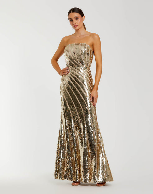 Strapless Sequin Trumpet Gown | Mac Duggal Dress 10130