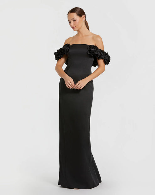 Satin Mermaid Gown with 3D Flowers | Mac Duggal Dress 11872