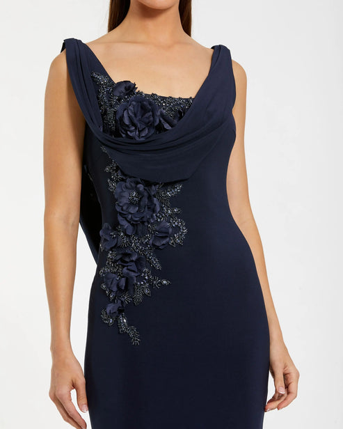 Beaded Cowl Neck Jersey Gown | Mac Duggal Dress 11910