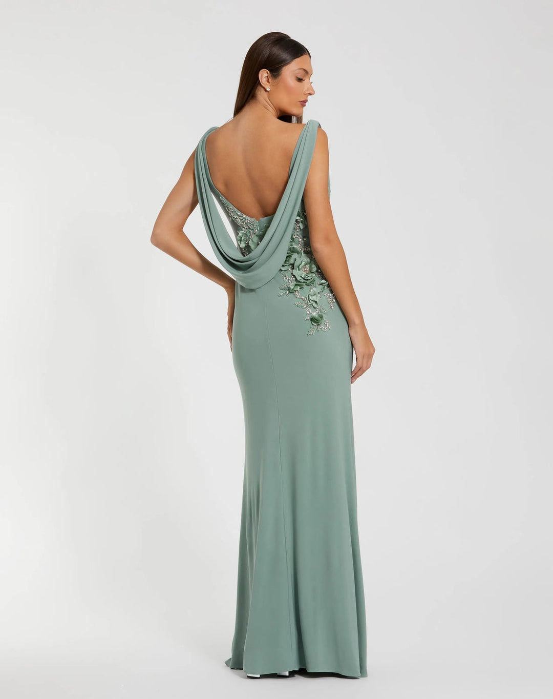 Beaded Cowl Neck Jersey Gown | Mac Duggal Dress 11910