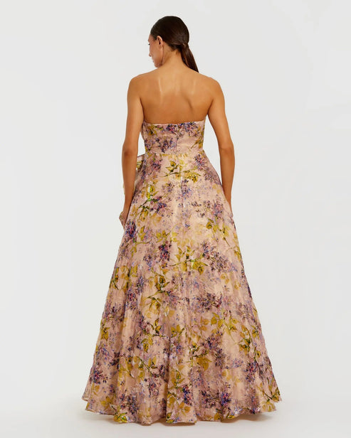 3D Rosette Strapless Velvet Gown | Mac Duggal Dress 11980