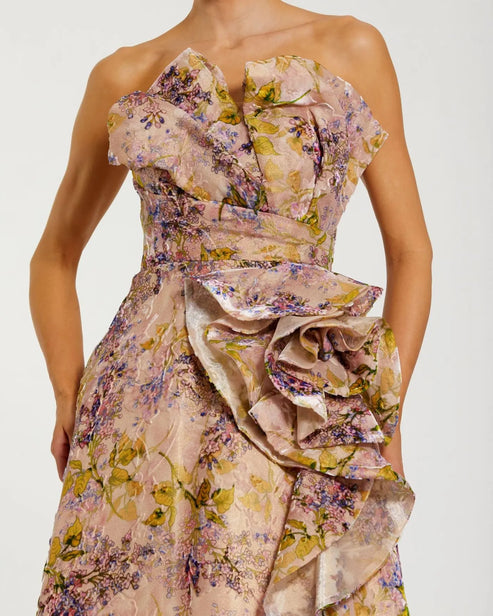 3D Rosette Strapless Velvet Gown | Mac Duggal Dress 11980