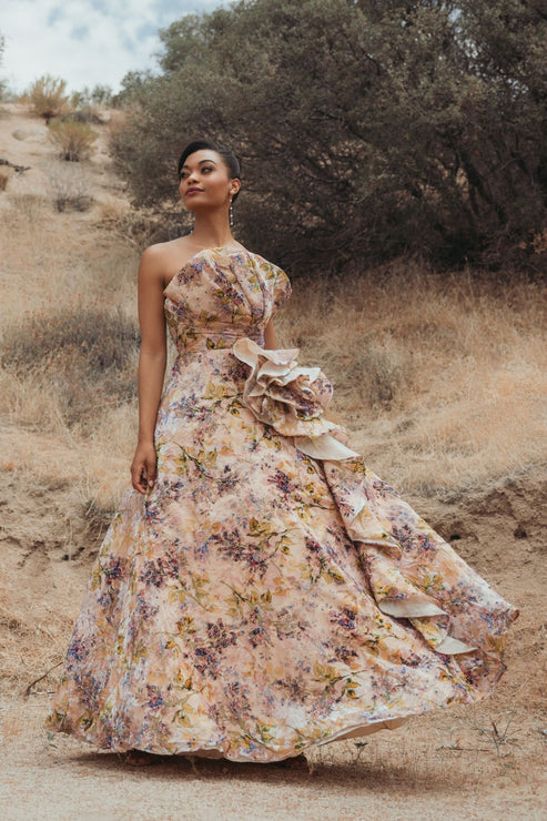 3D Rosette Strapless Velvet Gown | Mac Duggal Dress 11980
