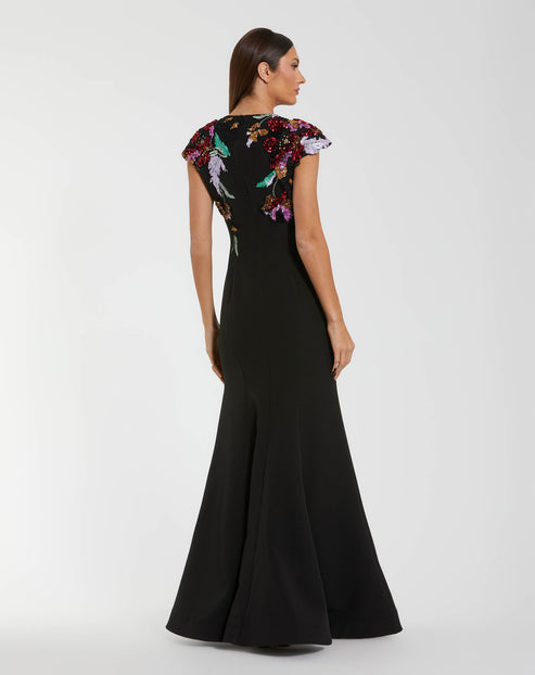 Floral Sequin Trumpet Evening Gown | Mac Duggal Dress 13211