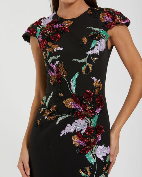 Floral Sequin Trumpet Evening Gown | Mac Duggal Dress 13211