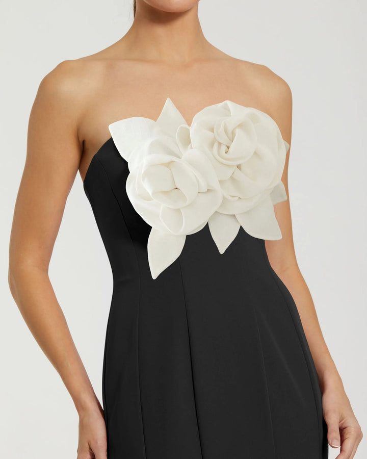 3D Floral Strapless Crepe Mermaid Gown | Mac Duggal Dress 2300