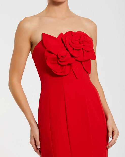 3D Floral Strapless Crepe Mermaid Gown | Mac Duggal Dress 2300