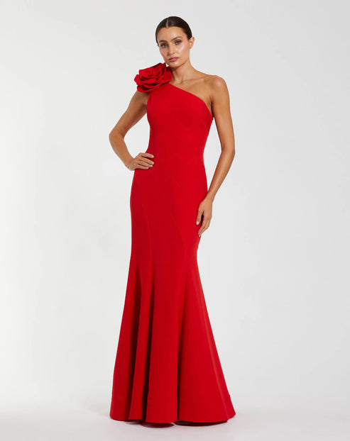 One Shoulder 3D Floral Mermaid Gown | Mac Duggal Dress 2304