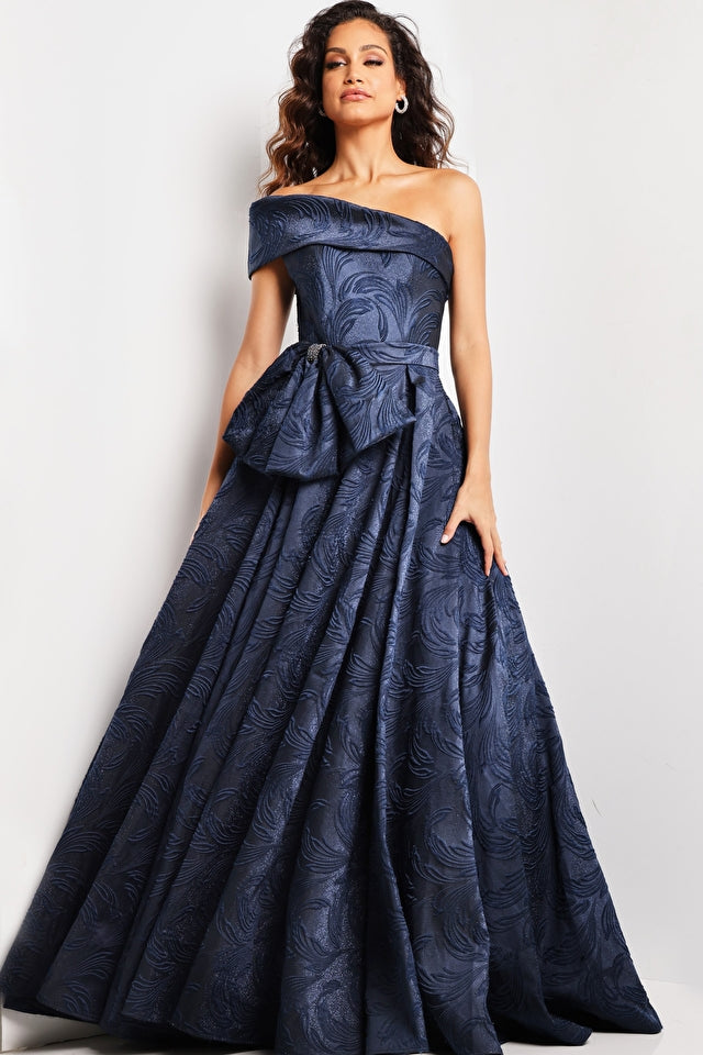 jovani navy blue mother of the bride dress One Shoulder Navy Mother Of The Bride dress Jovani 26281