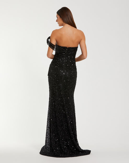 Sculptural Draped Strapless Gown | Mac Duggal Dress 37085