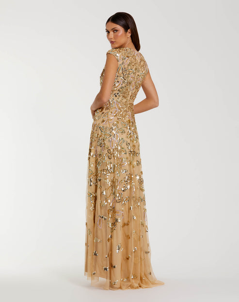 High Neck Cap Sleeve A-Line Gown | Mac Duggal Dress 5647