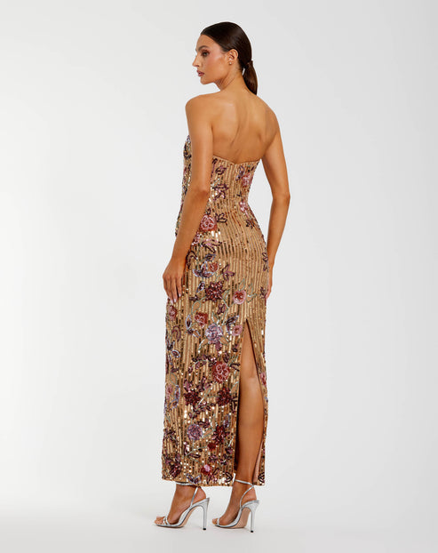 Strapless Floral Embellished Column Gown | Mac Duggal Dress 6193