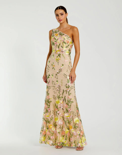 Floral Elegance One-Shoulder Gown | Mac Duggal Dress 68606