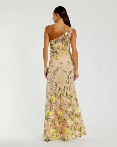 Floral Elegance One-Shoulder Gown | Mac Duggal Dress 68606