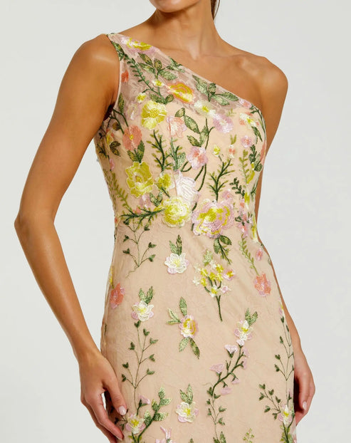 Floral Elegance One-Shoulder Gown | Mac Duggal Dress 68606