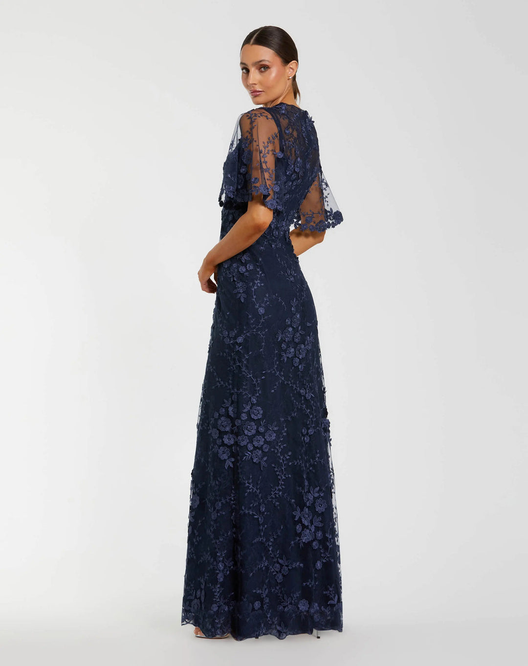 Flutter Sleeve Embroidered Evening Gown | Mac Duggal Dress 68810