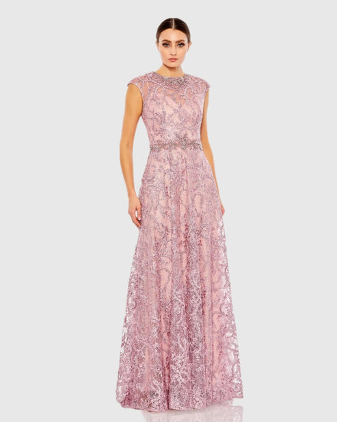 Embroidered Cap Sleeve A Line Gown | Mac Duggal Dress 79430