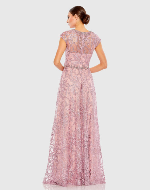 Embroidered Cap Sleeve A Line Gown | Mac Duggal Dress 79430