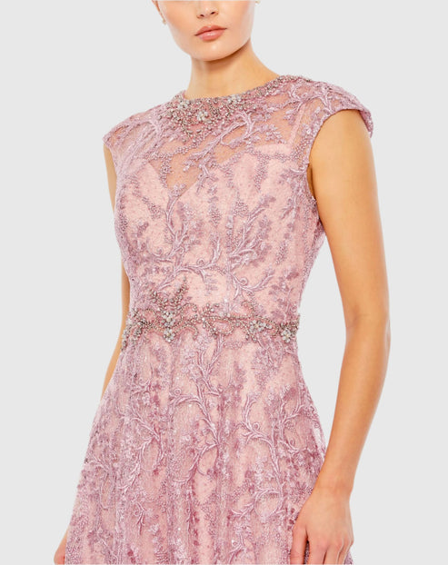Embroidered Cap Sleeve A Line Gown | Mac Duggal Dress 79430