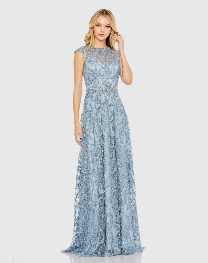 Embroidered Cap Sleeve A Line Gown | Mac Duggal Dress 79430