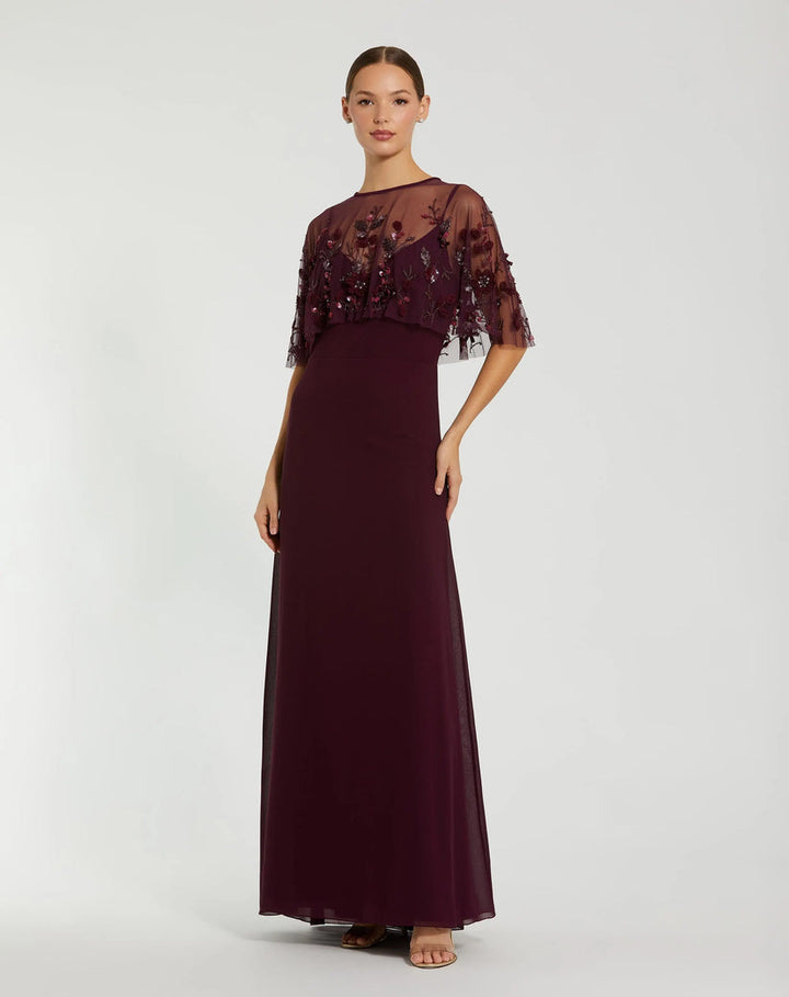 Sleeveless Gown With Embellished Cape | Mac Duggal 9229