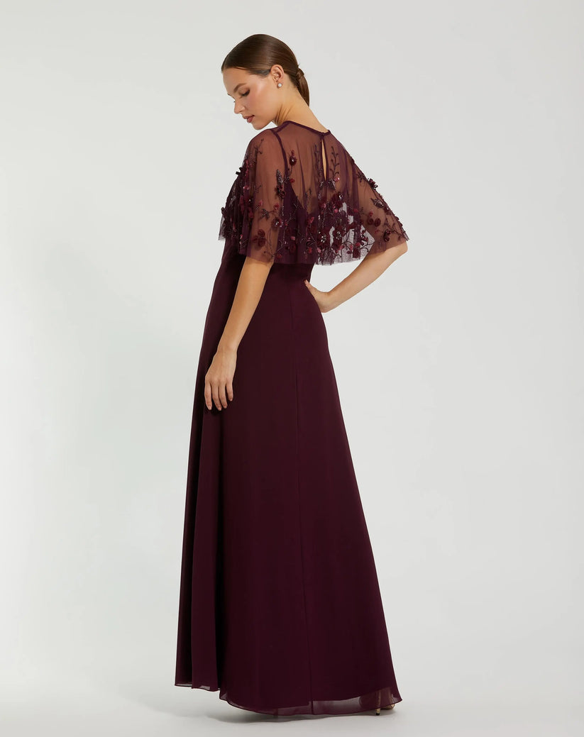 Sleeveless Gown With Embellished Cape | Mac Duggal 9229