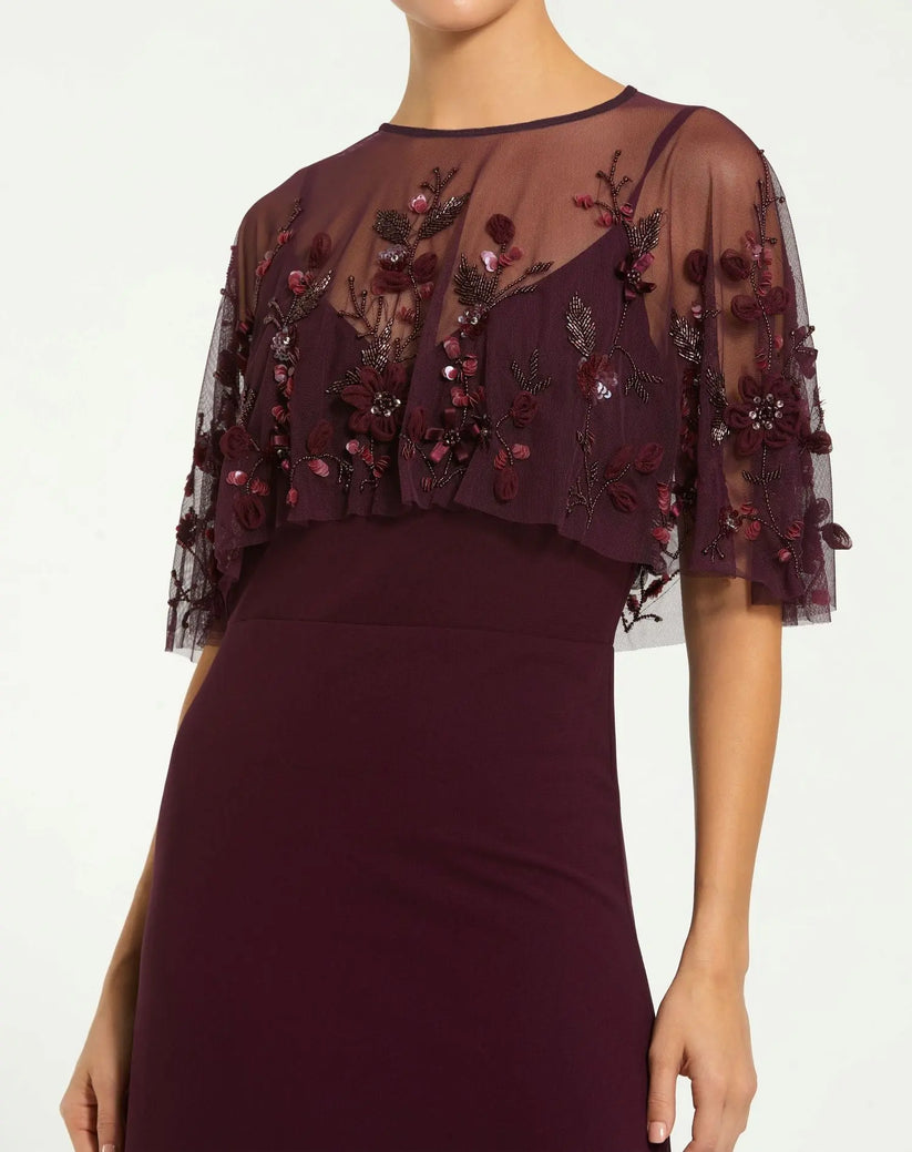 Sleeveless Gown With Embellished Cape | Mac Duggal 9229