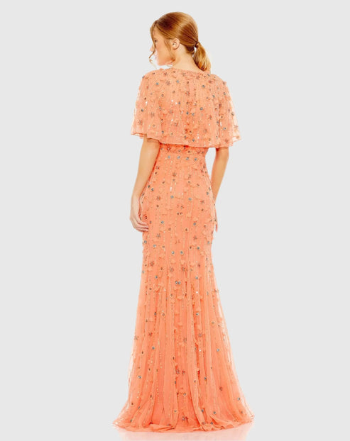Illusion Cape Sleeve Embellished Gown | Mac Duggal Dress 93653