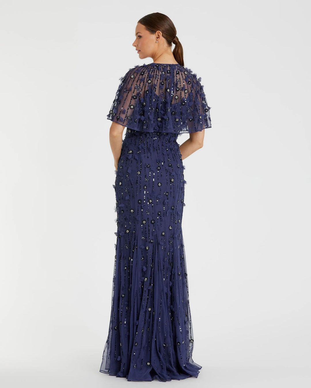 Illusion Cape Sleeve Embellished Gown | Mac Duggal Dress 93653