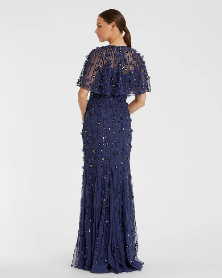 Illusion Cape Sleeve Embellished Gown | Mac Duggal Dress 93653