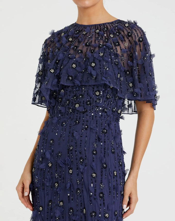 Illusion Cape Sleeve Embellished Gown | Mac Duggal Dress 93653