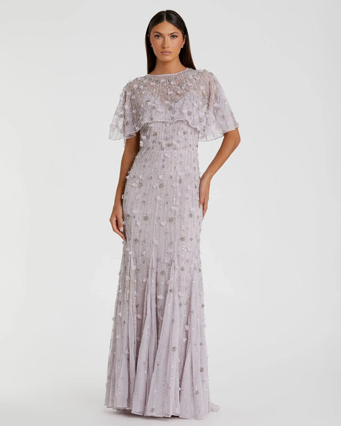 Illusion Cape Sleeve Embellished Gown | Mac Duggal Dress 93653