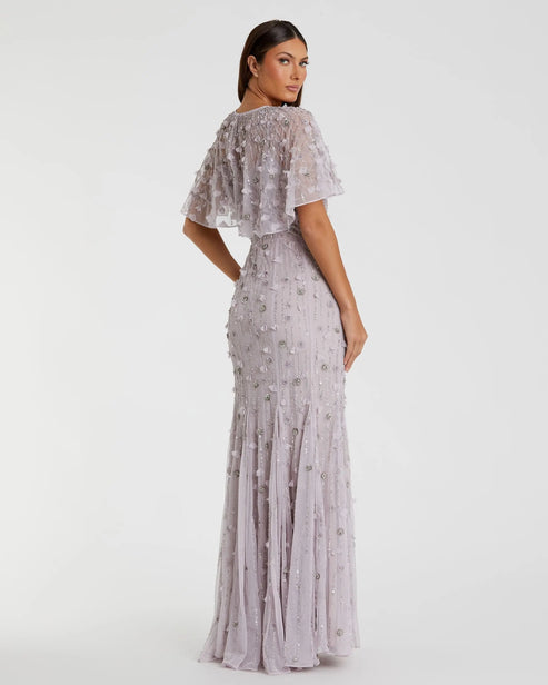 Illusion Cape Sleeve Embellished Gown | Mac Duggal Dress 93653