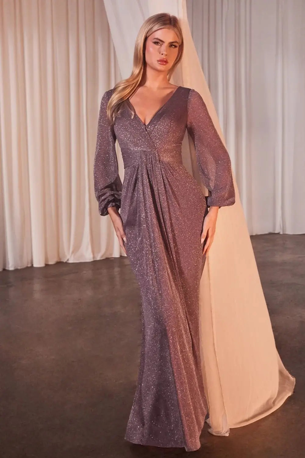 Long Sleeve Sheath Dreaped Dress CK2141 Ladivine - Morvarieds Long Sleeve Sheath Dreaped Dress CK2141 Ladivine - Morvarieds