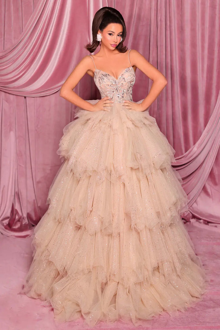 Sequin & Beaded Tulle Ballgown | Nicoletta Dress NC3011