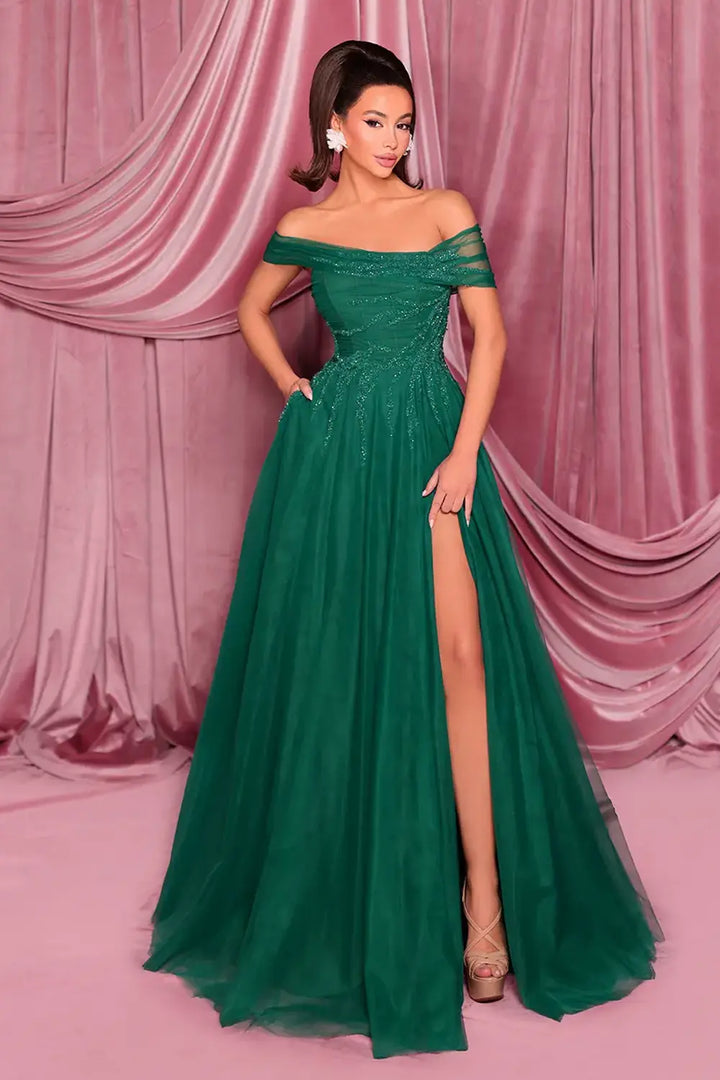 Nicoletta NC3017 Off-Shoulder Sequin Formal Dress –  Morva Couture
