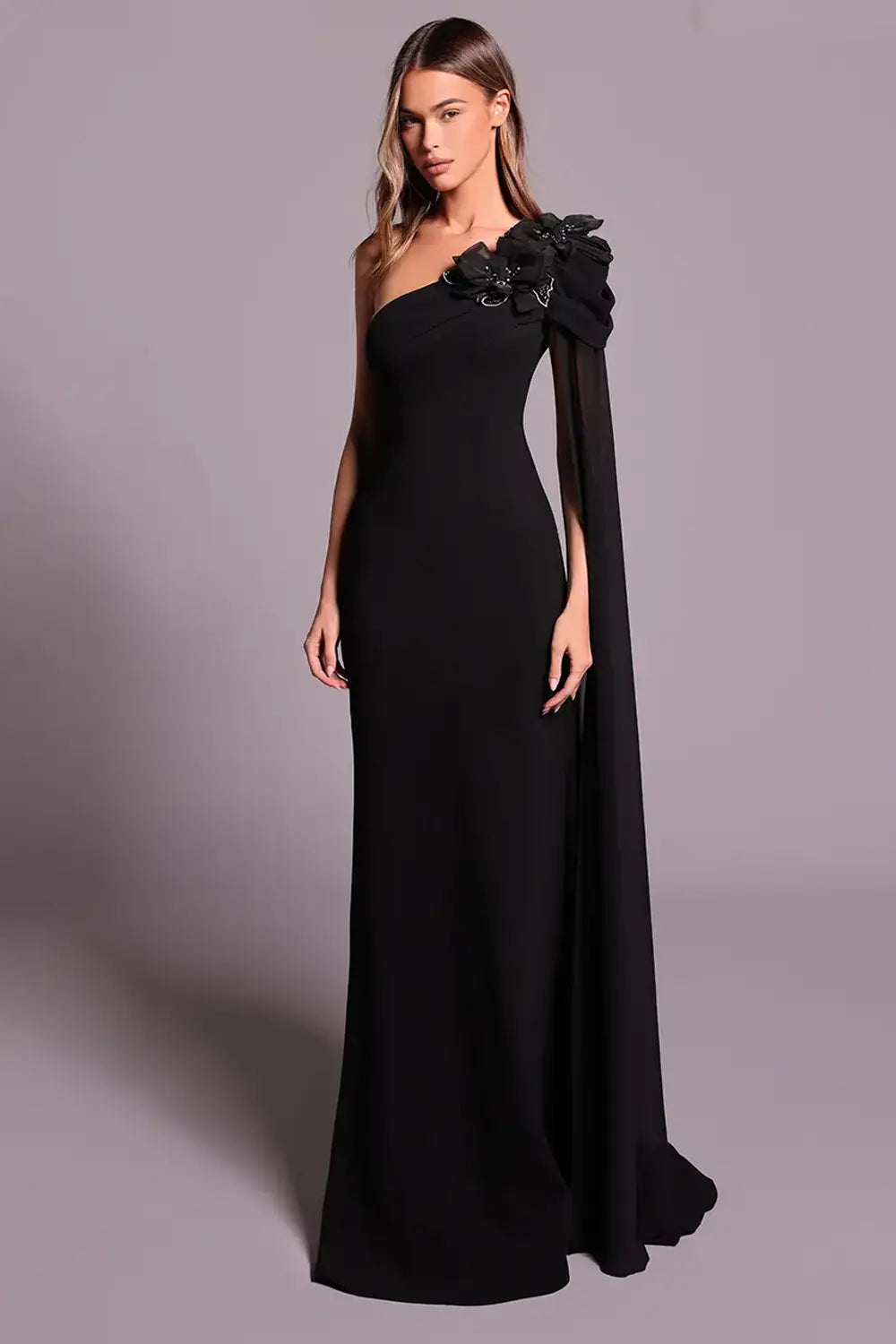 Tarik Ediz 99013 – Crepe One-Shoulder Formal Gown | Morva Couture