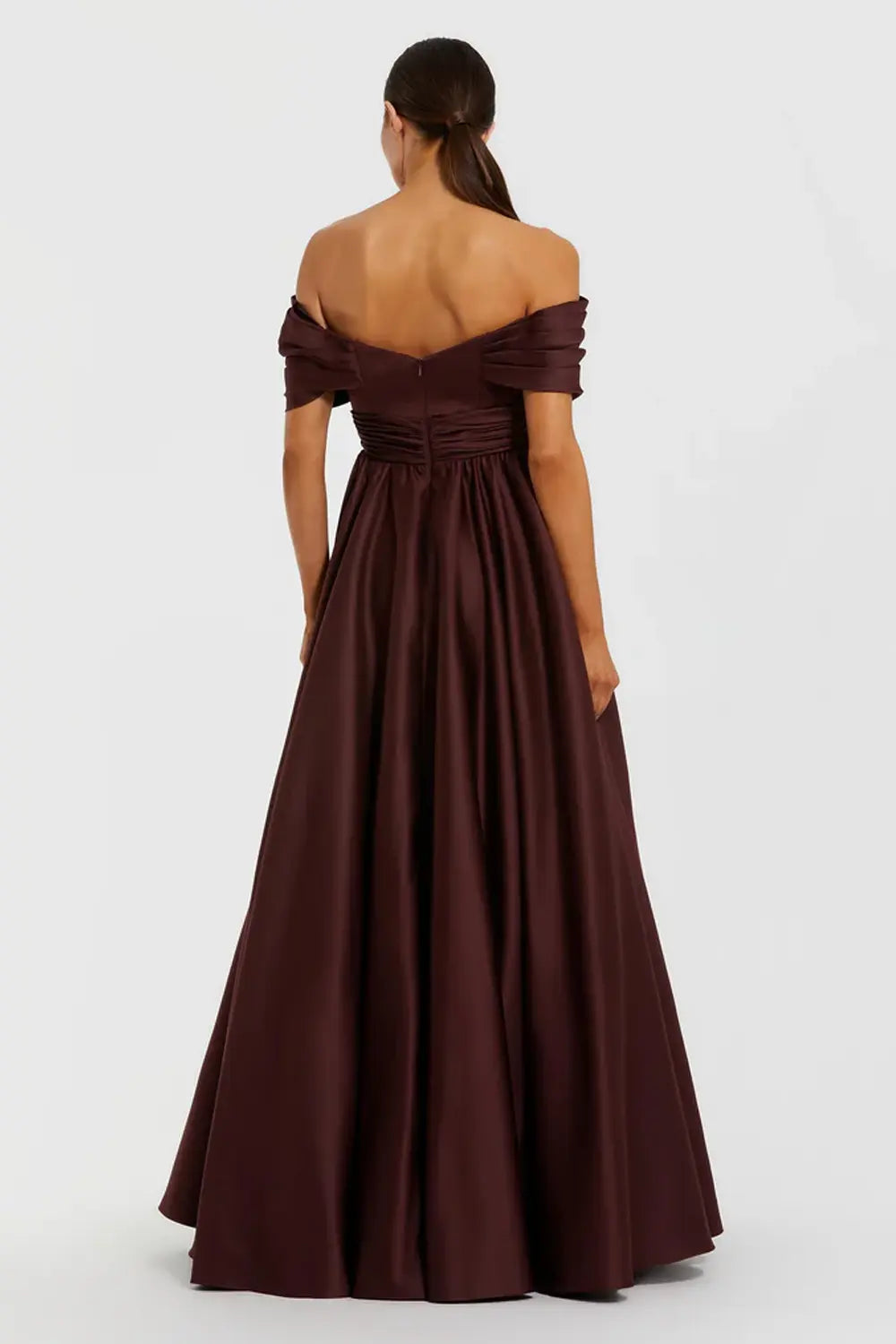 Off-the-Shoulder Burgundy Ball Gown | Mac Duggal Dress 56188