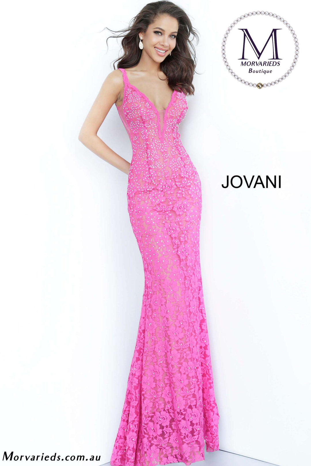 Lace Fitted V Neckline Prom Dress Jovani 48994 - Morvarieds Fashion