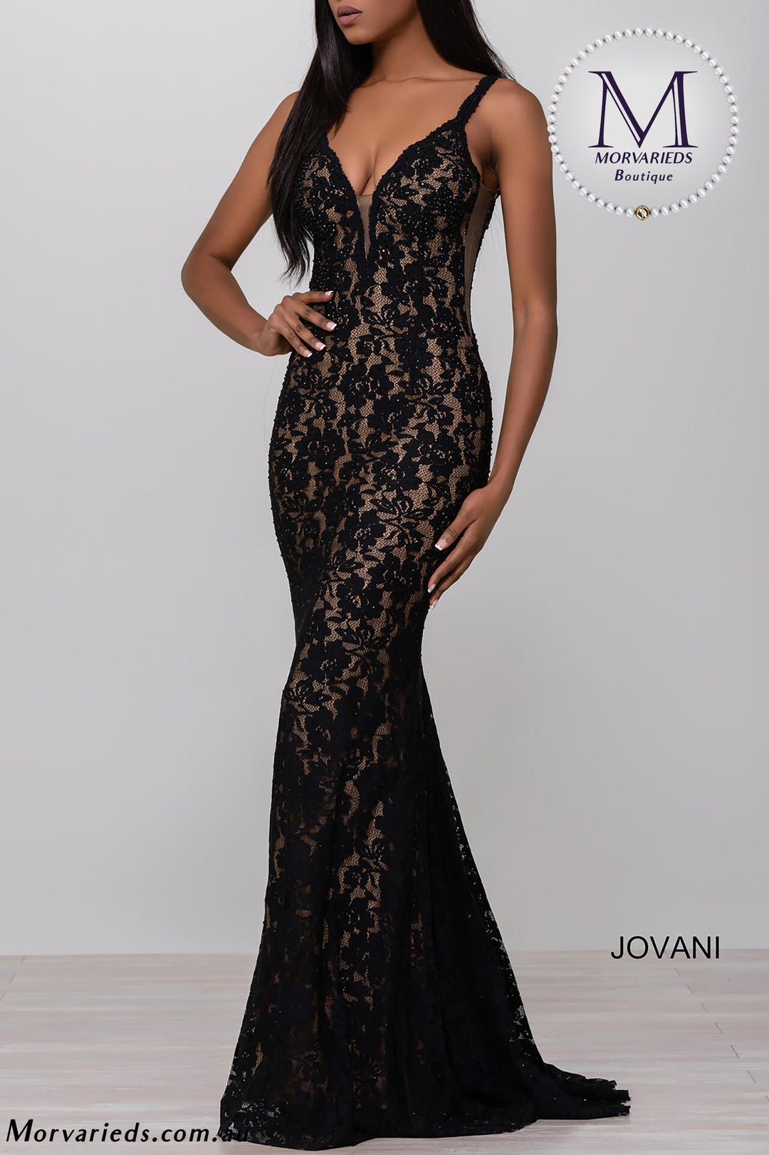 Lace Fitted V Neckline Prom Dress Jovani 48994 - Morvarieds Fashion