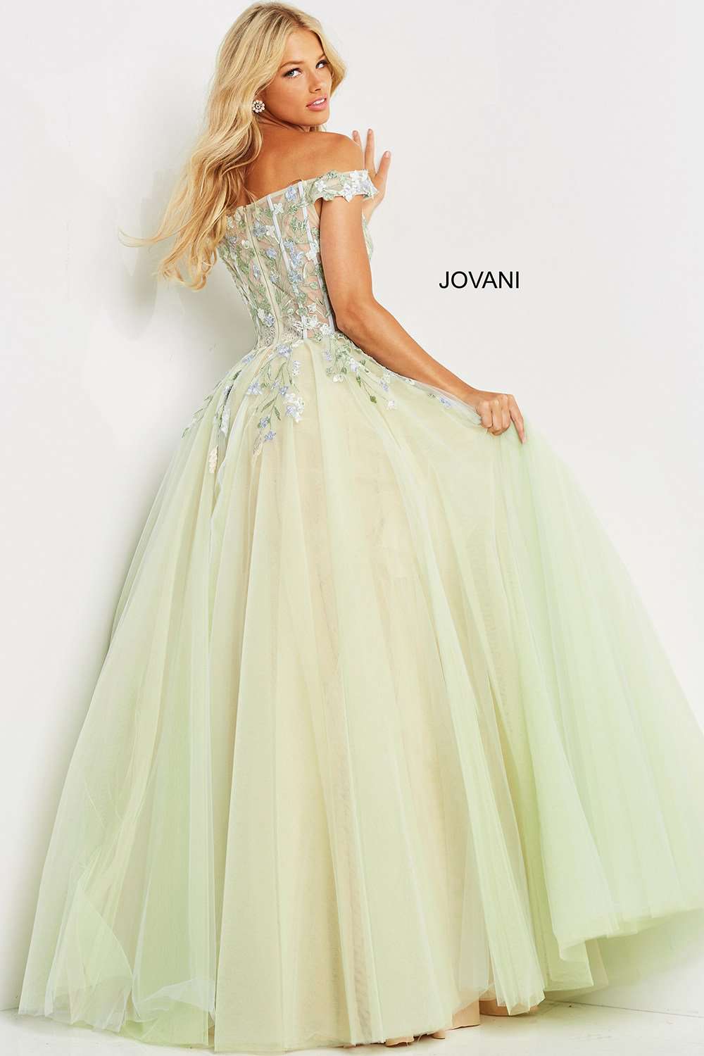 Multi Floral Embroidered Prom Dress Jovani 06794 - Morvarieds Fashion