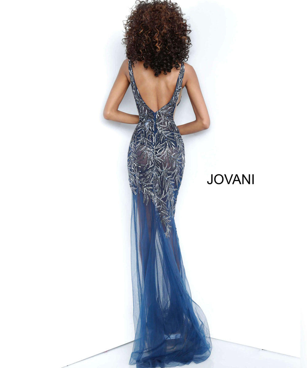 Sheer Embellished V Neck Prom Dress Jovani 1863 - Morvarieds Fashion