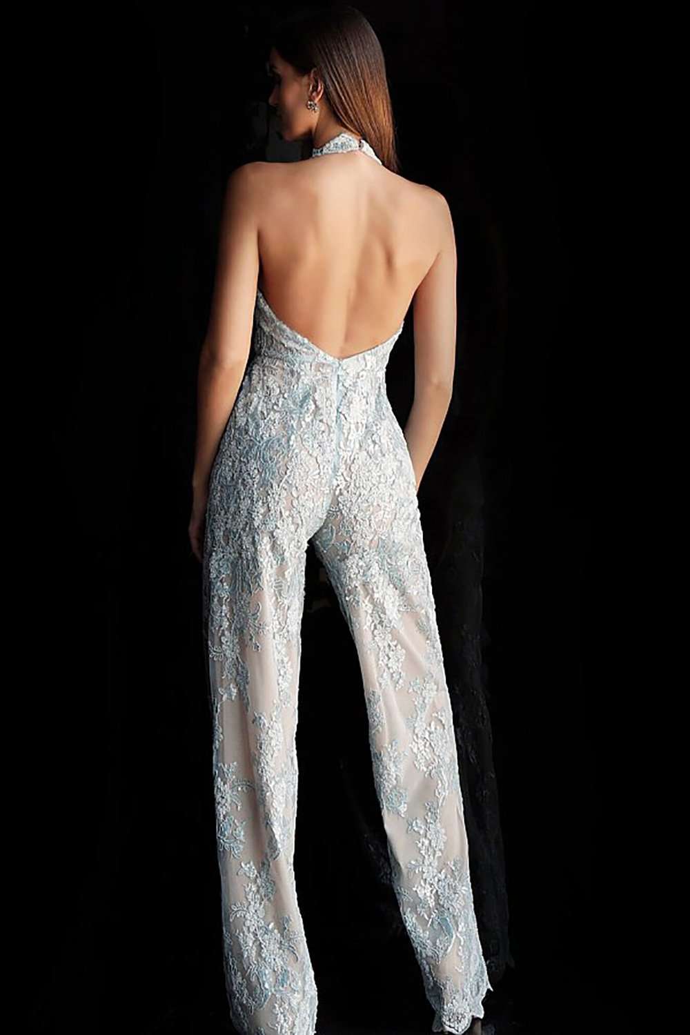 Lace Halter Neck Prom Jumpsuit Dress Jovani 60124 - Morvarieds Fashion
