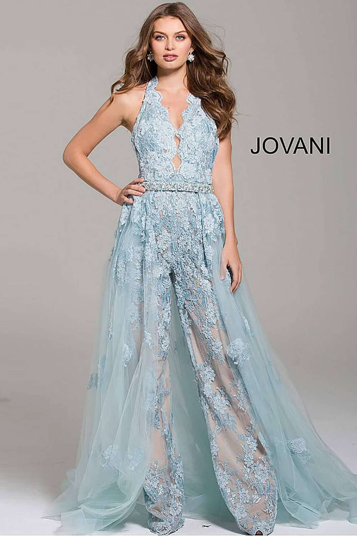 Lace Halter Neck Prom Jumpsuit Dress Jovani 60124 - Morvarieds Fashion