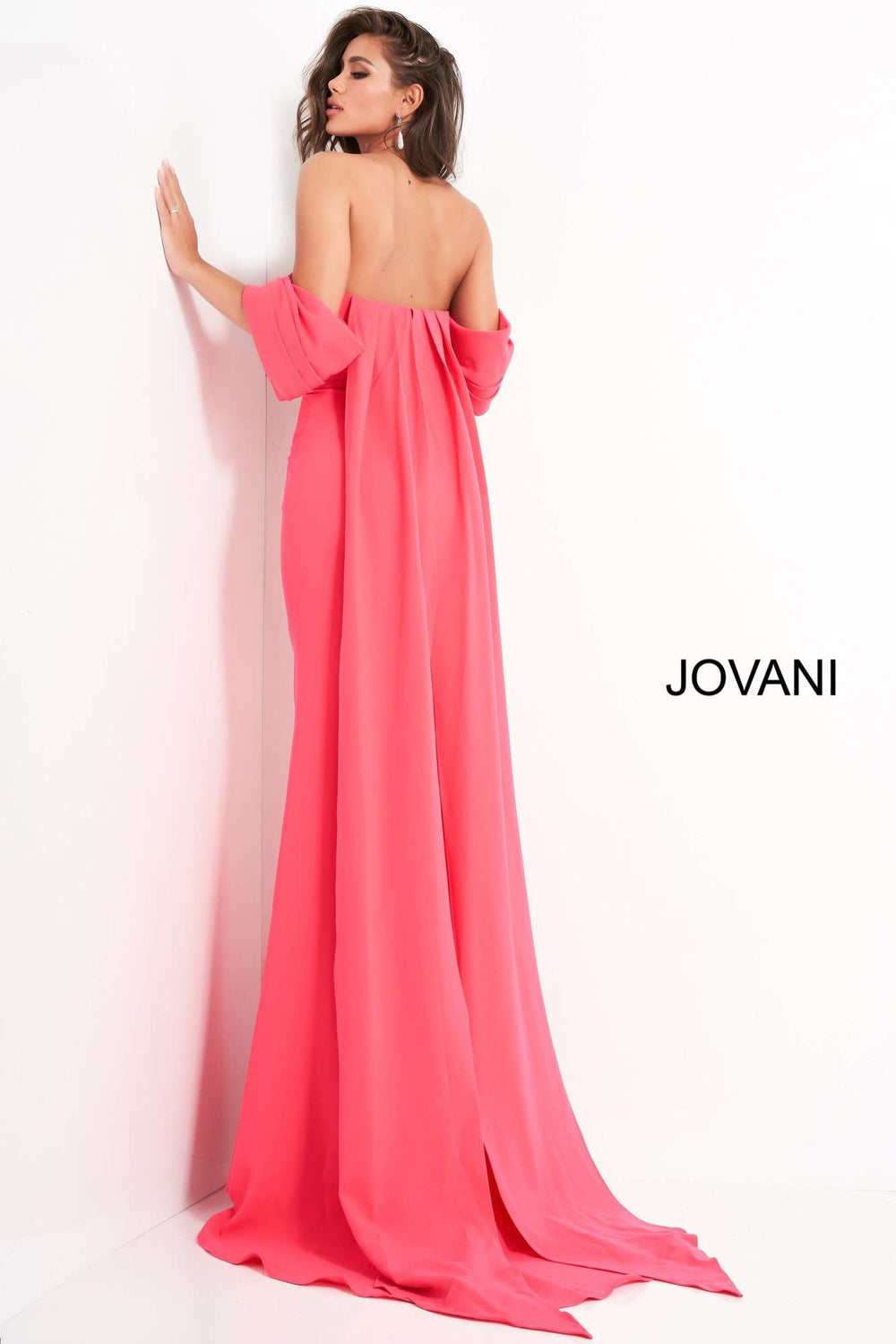Off the Shoulder Crepe Evening Dress Jovani 04350 - Morvarieds Fashion