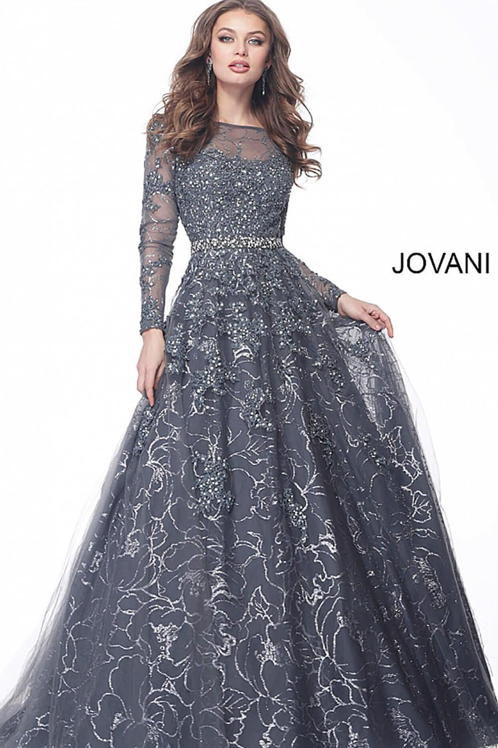 Embellished Long Sleeve Evening Dress Jovani 51838