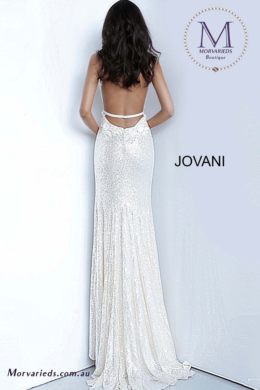 Backless Prom Dress | Floral Appliques Dress Jovani 1012 - Morvarieds Fashion