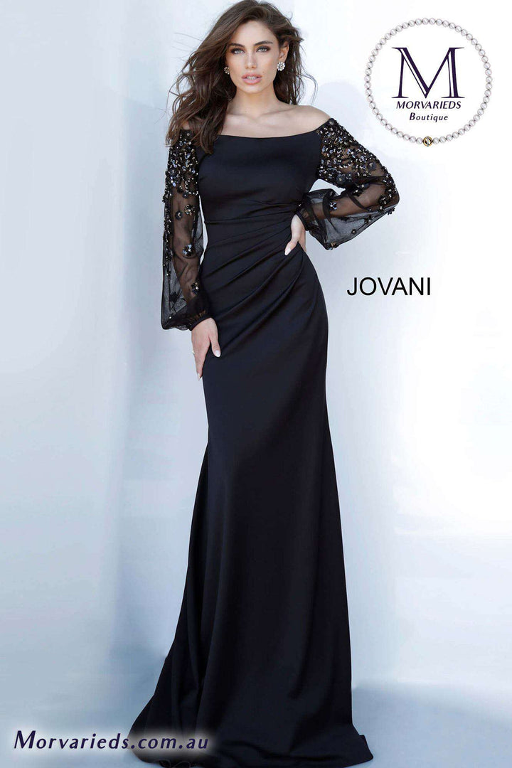 Black Long Sleeve Evening Dress Jovani 1156 - Morvarieds Fashion