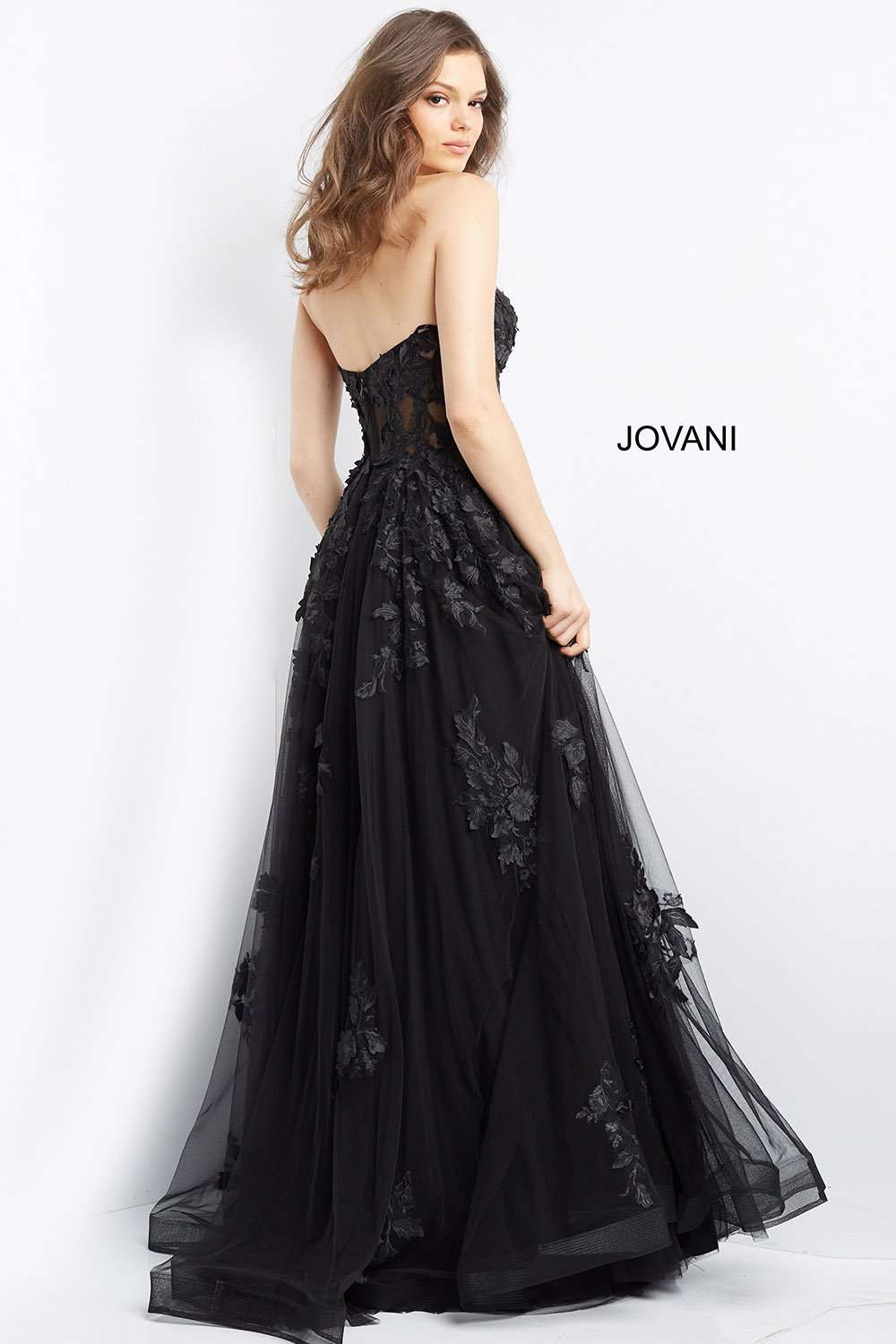 Lace Appliques Strapless Prom Dress Jovani 07901 - Morvarieds Fashion